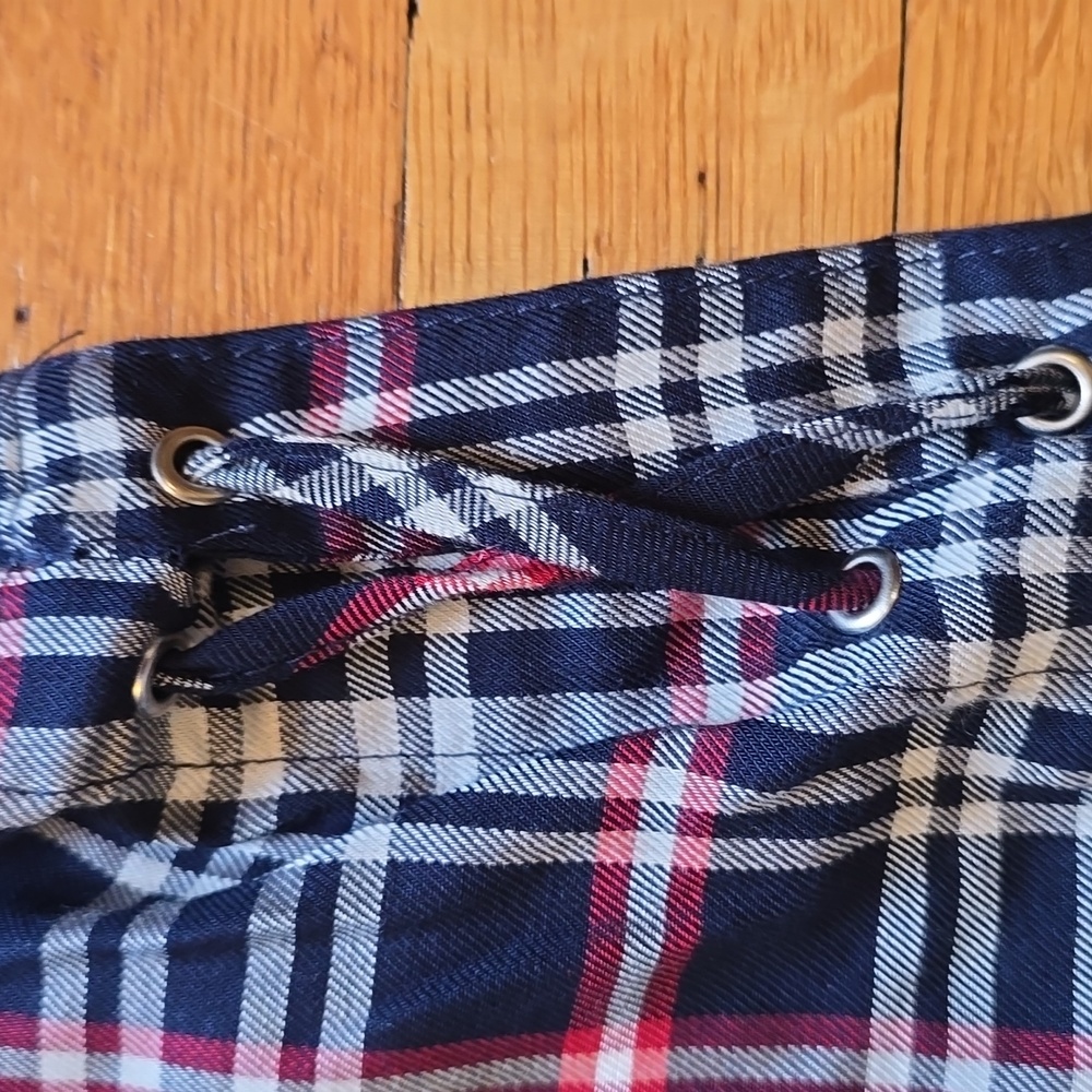 ZARA Trafaluc Collection, Plaid Relaxed Blouse, Lace Up Sides, EUC, Women's L - Picture 13 of 14
